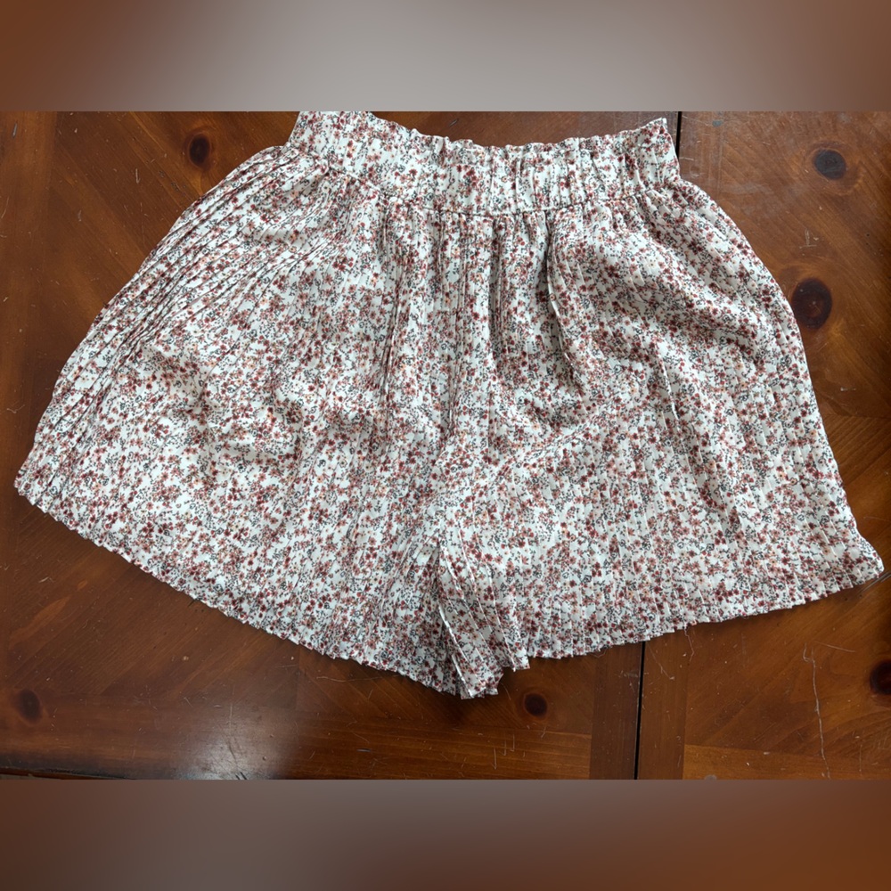 Loft Women's Floral Elastic-Waist Skort- White with Pink Floral, Sz XS